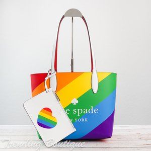 NWT Kate Spade Small Rainbow Leather Tote *Pride*